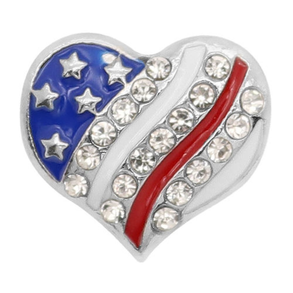 Flag Heart Snap For Snap Jewelry